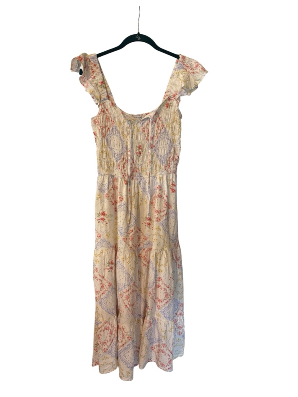 Arizona Jean Company Cream Floral Maxi Dress with Ruffles